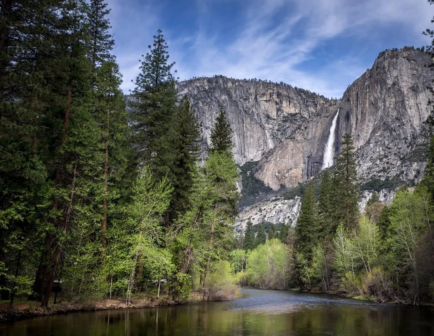 A quiet river below Yosemite Falls